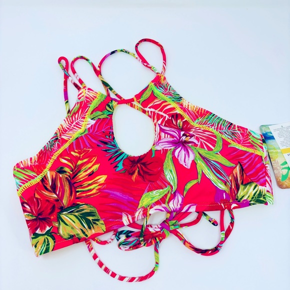 NWT HOBIE Tropical Strappy Bikini Top - Picture 3 of 6